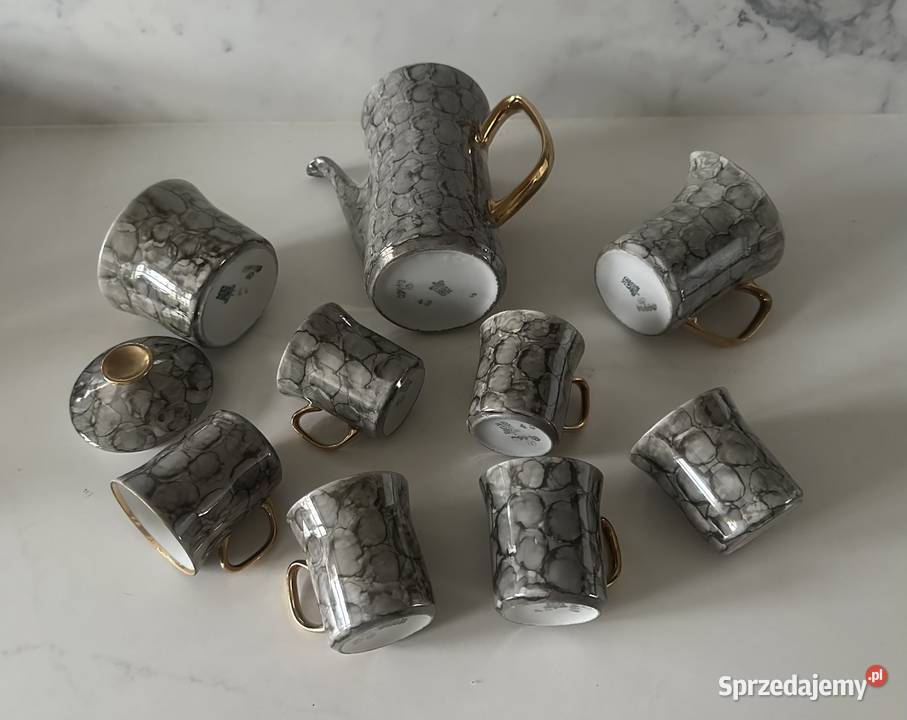 Serwis kawowy porcelana Włocławek z lat PRLu Łódź