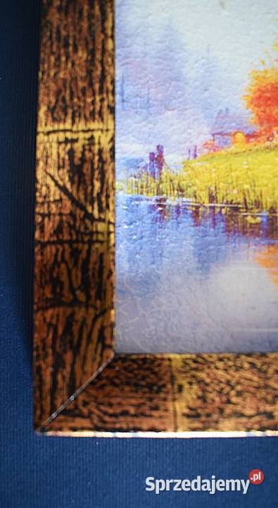 Mała reprodukcja malarska Dom jeziorem Dekoracje i ozdoby Chełmno