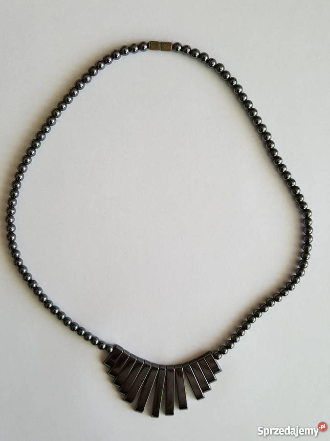 NASZYJNIK z hematytu ciemny srebrzysty czarny Złotniki