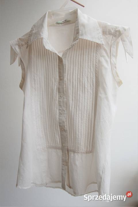 Bluzka damska RCC S plisowana biała wiązane z kołnierzykiem Lublin