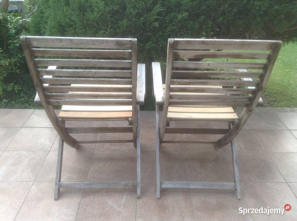 Zestaw 2 składanych drewnianych krzeseł z Opole