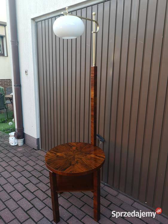 Lampa Podłogowa Ze Stolikiem Art Deco Orzech Swarzędz