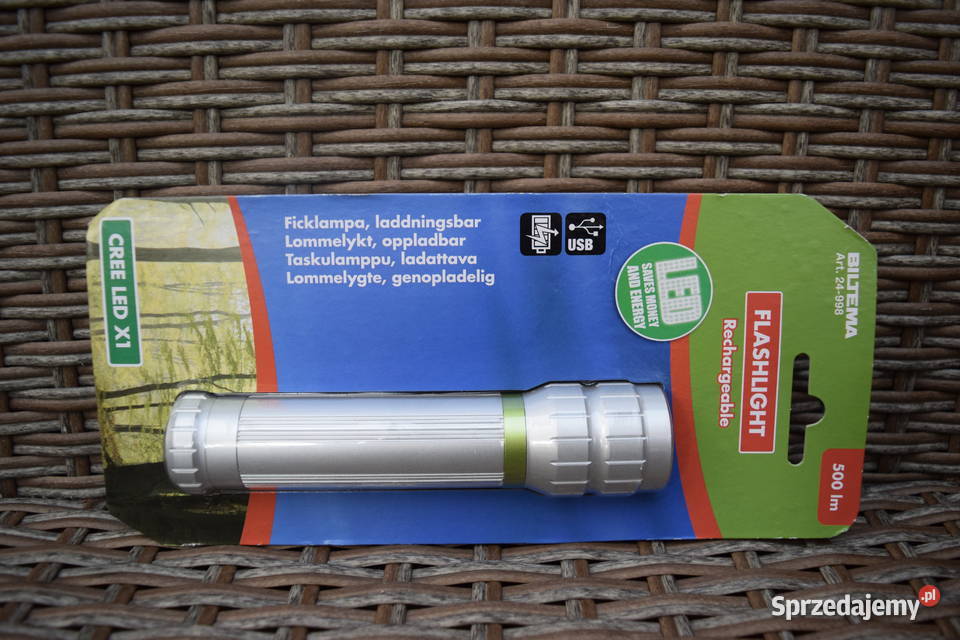 Latarka LED Aluminiowa Ładowana USB Okazja Olsztyn