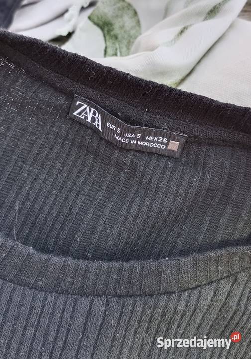 Czarna bluzka Zara w prążki z falbanami S Zara Gorzów Wielkopolski