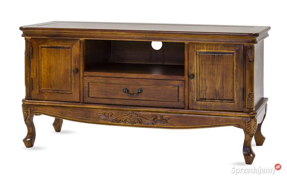 Nowa stylowa drewniana rzeźbiona szafka stolik RTV 65913