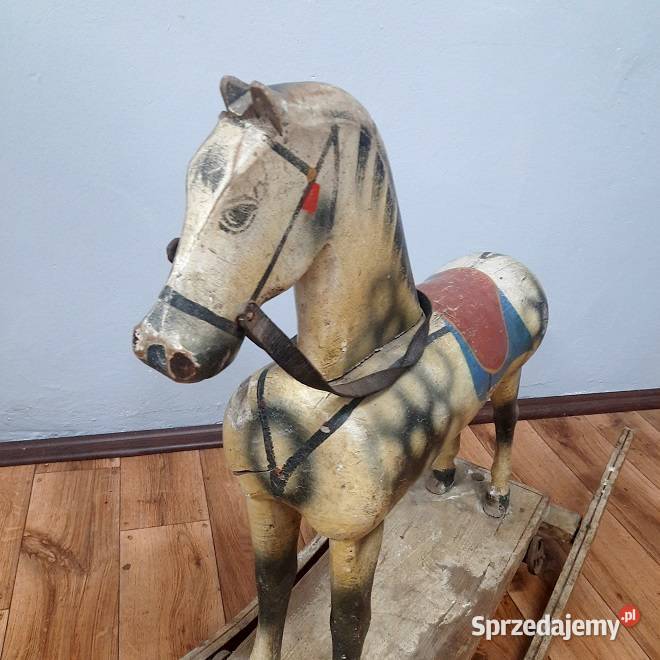 Stary Drewniany Koń na Biegunach AntykiMarki