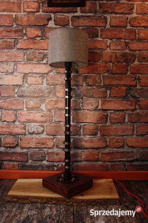 Lampa stojąca loft drewno metal art wałek podkarpackie Dębica
