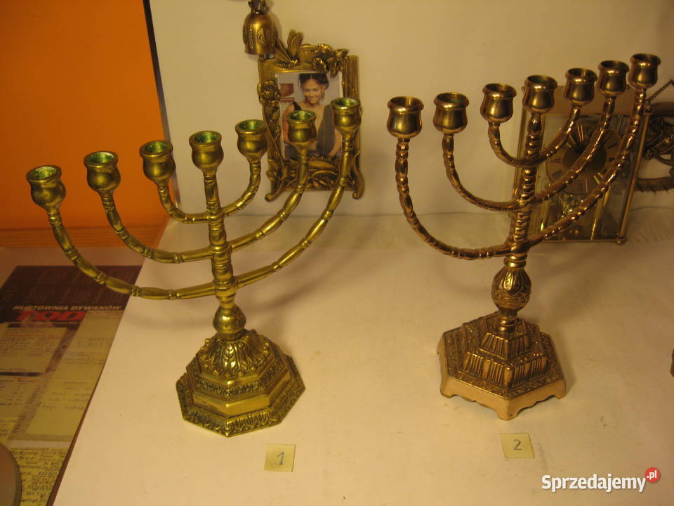 Mosiężny świecznik menora Mosiądz Kolekcja Poznań