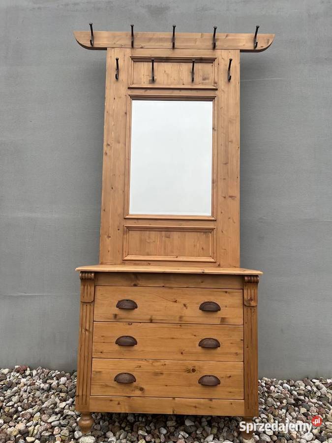 Drewniana garderoba 3w1 Lustro wieszak i komoda mazowieckie Ostrów Mazowiecka