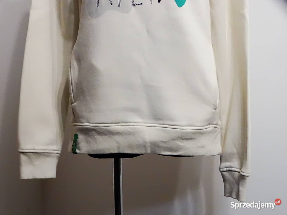 Bluza kremowa z kapturem i kieszeniami S Biłgoraj