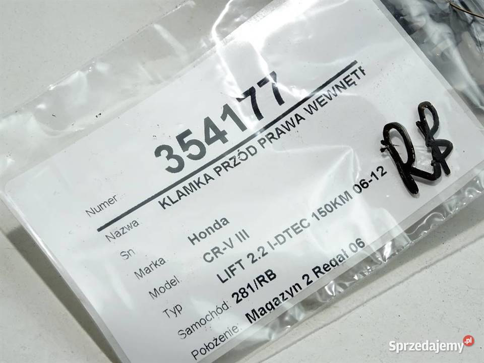 KLAMKA PRZÓD PRAWA WEWNĘTRZNA HONDA CRV III Van podkarpackie sprzedam