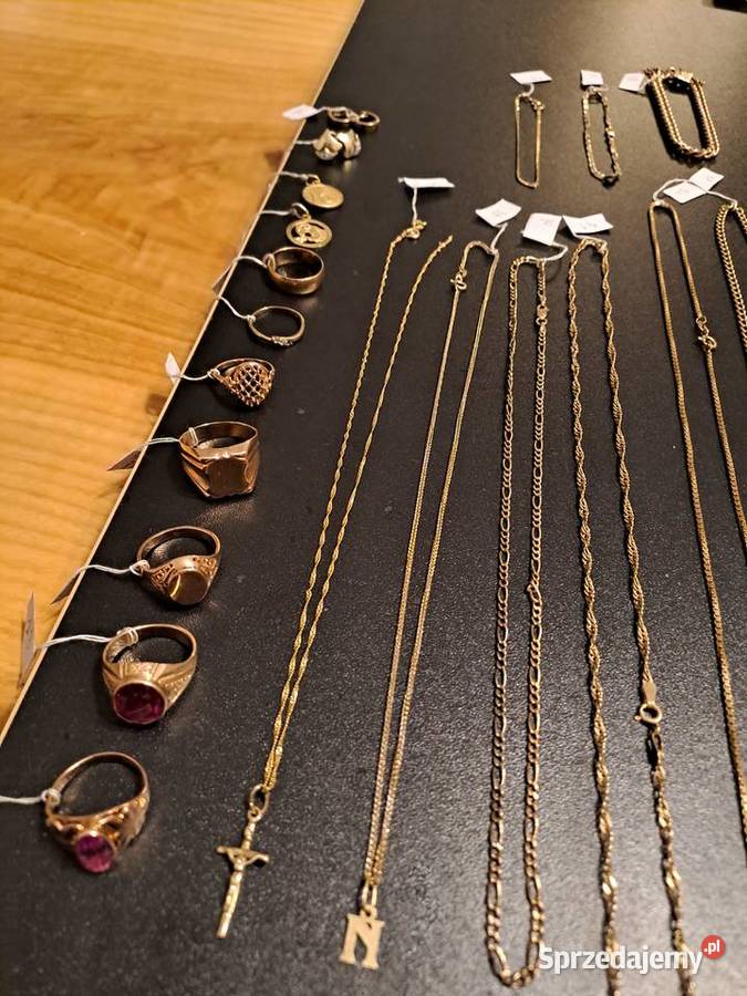 Złoto łańcuszki pierścionki pr585 350 gram Zestawy biżuterii
