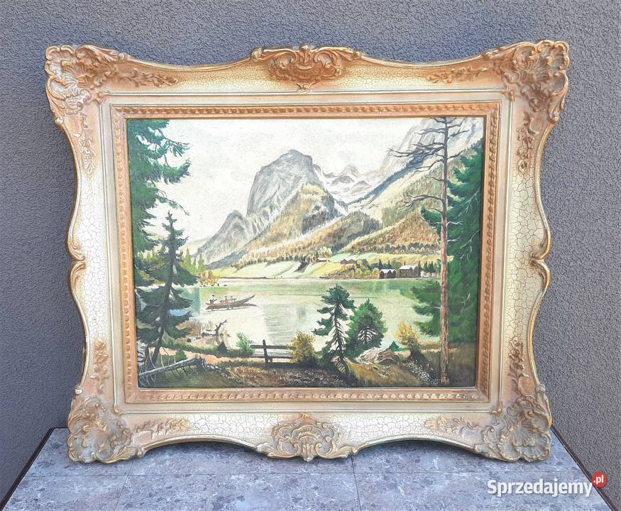 35 Pejzaż górski obraz olejny piękna rama Tczew