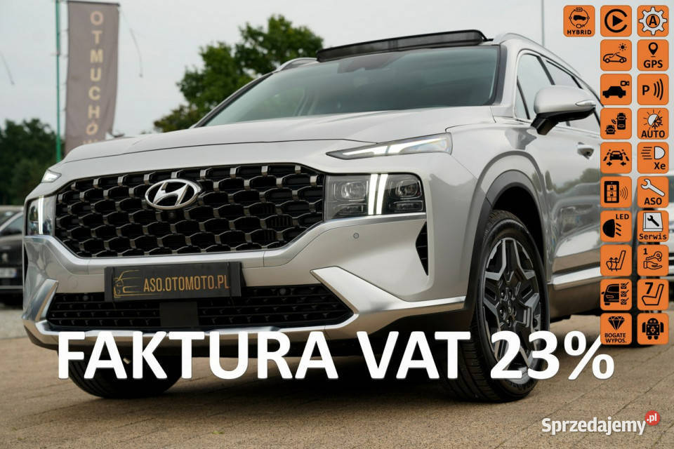 Hyundai Santa Fe FUL LED 7osob panorama skóra przyciemniane szyby opolskie Otmuchów