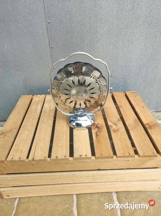 Elegancka metalowa patera 3poziomowa vintage łódzkie Podkałek