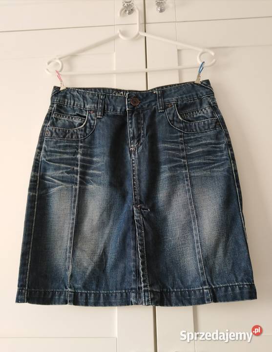 Dżinsowa spódnica z rozcięciem i marszczeniem Warszawa