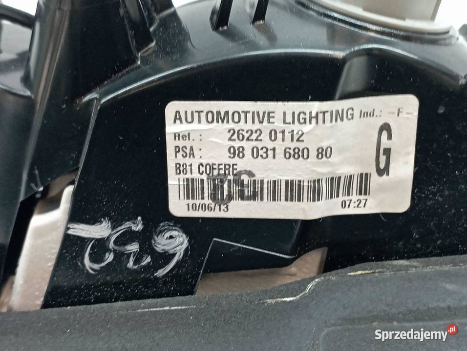 LAMPA TYŁ W KLAPĘ LEWA 9803168080 Citroen DS5 I
