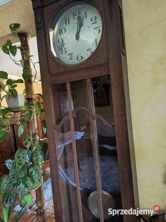 Drewniany zegar stojący z wahadłem elegancki Gliwice