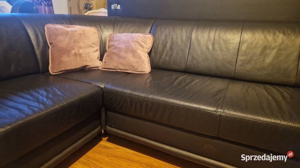 Narożnik ze skóry z funkcją spania dolnośląskie Bielawa