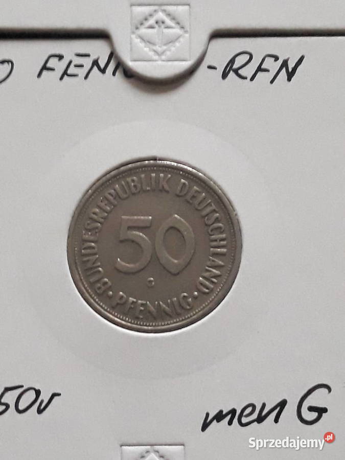 50 Fenigów RFN 1950 r men F i G Konin