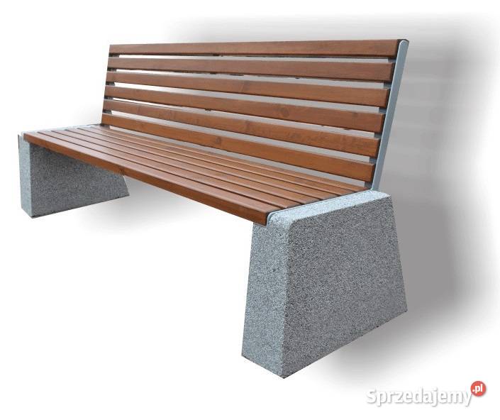 Ławka betonowa beton płukany z oparciem parkowa Szczecin