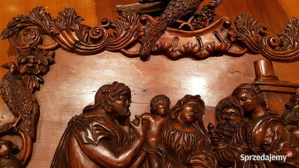 Rzeźba figura drewno Święta Rodzina Trzej Orneta sprzedam