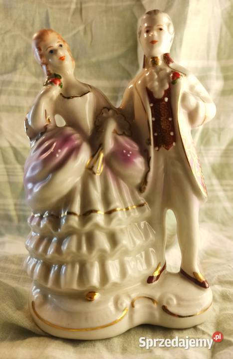 figurka porcelanowa DAMA I KAWALER sygn JEZELA Porcelana i szkło Bytom