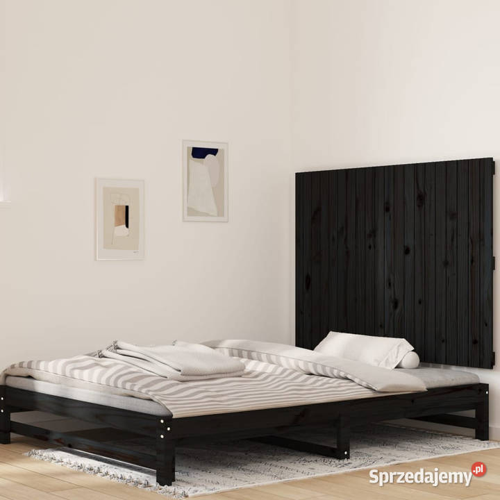 Wezgłowie łóżka czarne 1275x3x90 lite drewno Warszawa