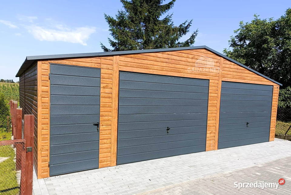 GARAŻ BLASZANY 8m x 7m DWUSPAD 2x BRAMA DRZWI Łapanów