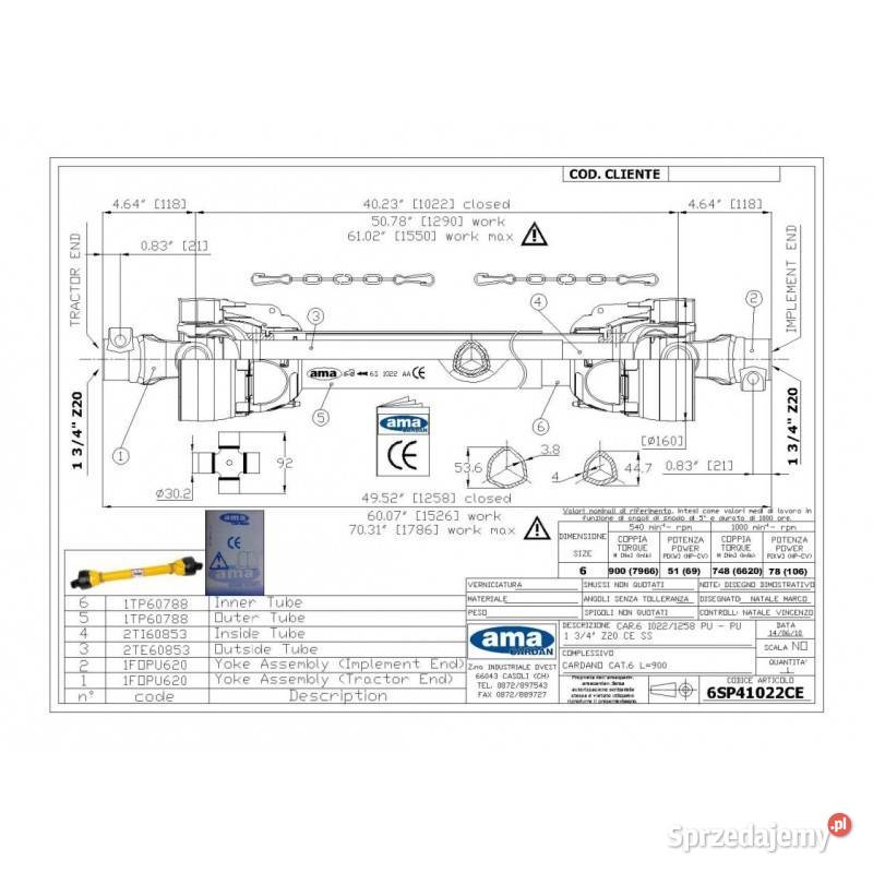 Wał uniwersalny L1200 460Nm Rawa Mazowiecka