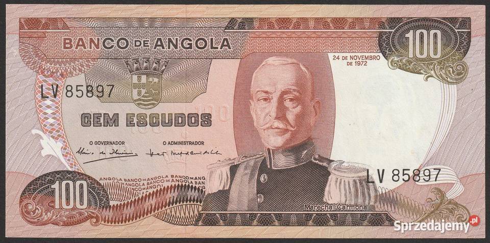 ANGOLA 100 ESCUDOS 1972 STAN BANKOWY UNC Łódź