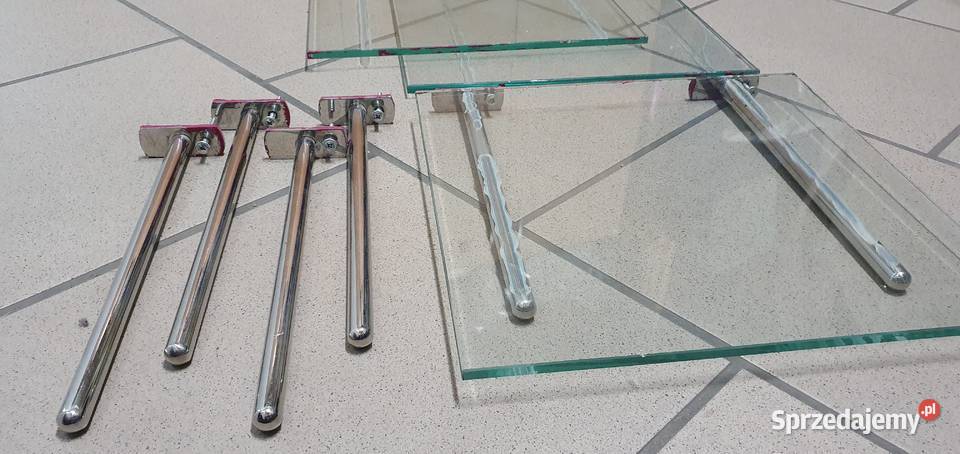 Szklane półki na chromowanych wspornikach Łódź