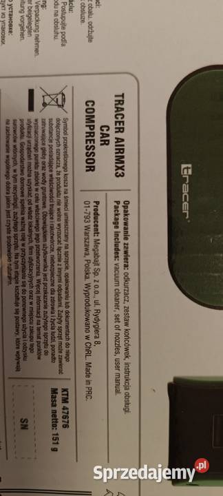 TRACER AirMx3 kompresor samochodowy z wbudowaną Narzędzia warsztatowe Ełk