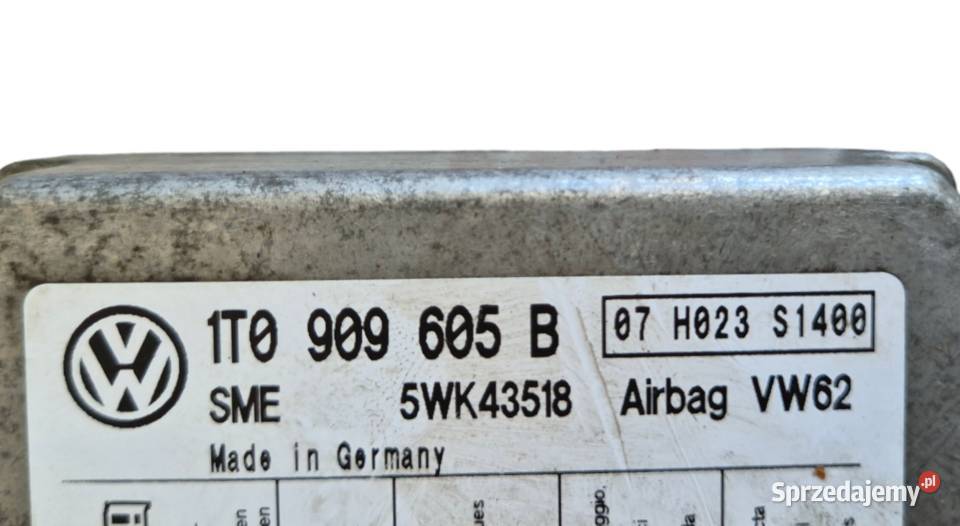 MODUŁ SENSOR AIRBAG PODUSZEK POWIETRZNYCH VW świętokrzyskie Działoszyce