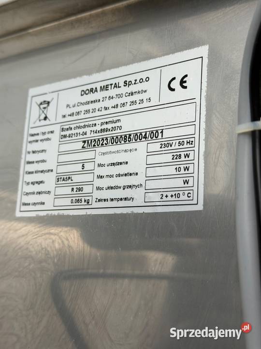 Szafa chłodnicza Dora Metal 530l Gastronomia zachodniopomorskie Kalisz Pomorski