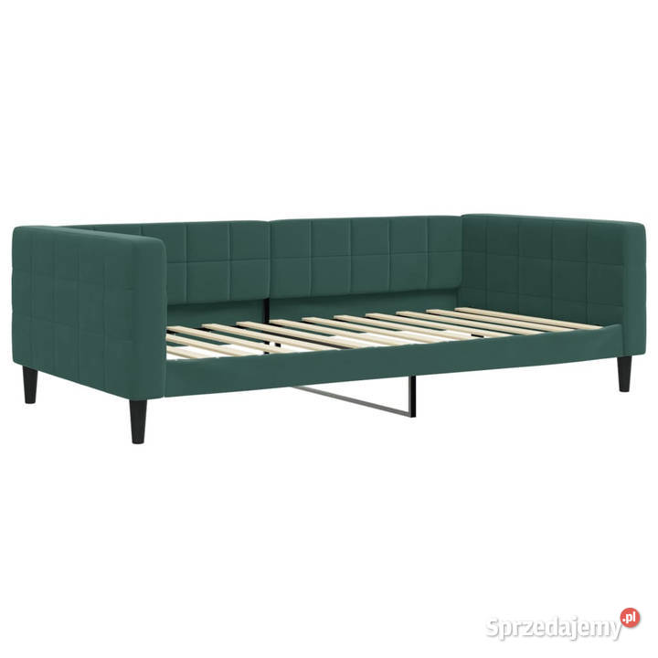 Sofa z materacem do spania ciemnozielona aksamit Łóżka Warszawa
