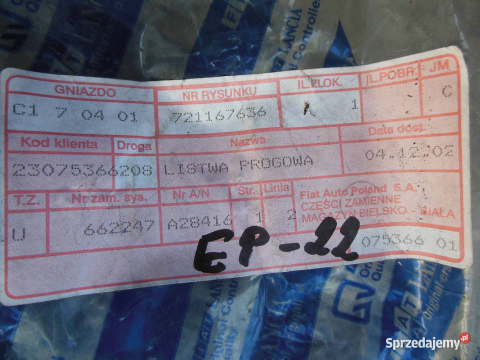 721167636 NOWA ORYGINALNA LISTWA PROGU LEWA Kozy sprzedam