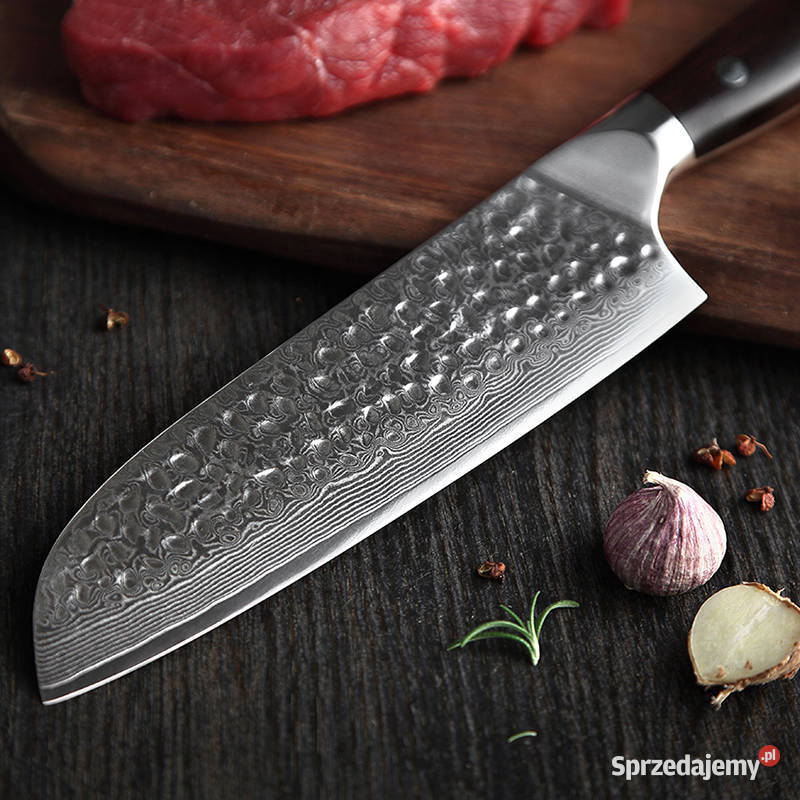 Nóż Szefa Kuchni stal damasceńska SANTOKU ostry Gliwice
