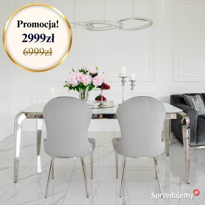 Stół ELITE Glamour Nowoczesny Srebrny 75cm