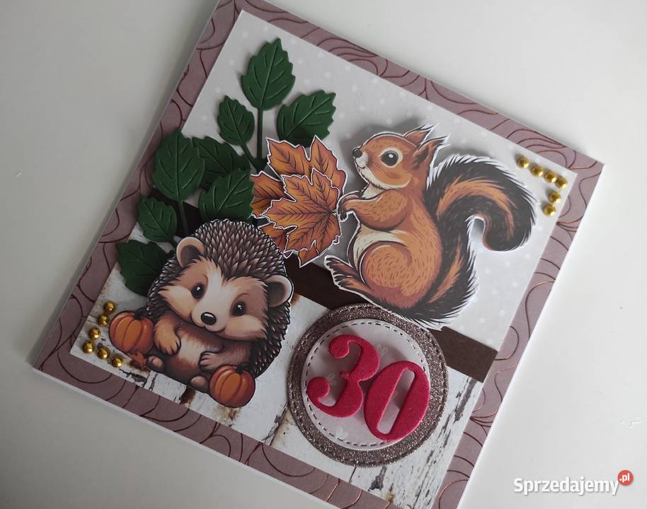 Kartka urodzinowa jesienna ręcznie robiona z Łódź
