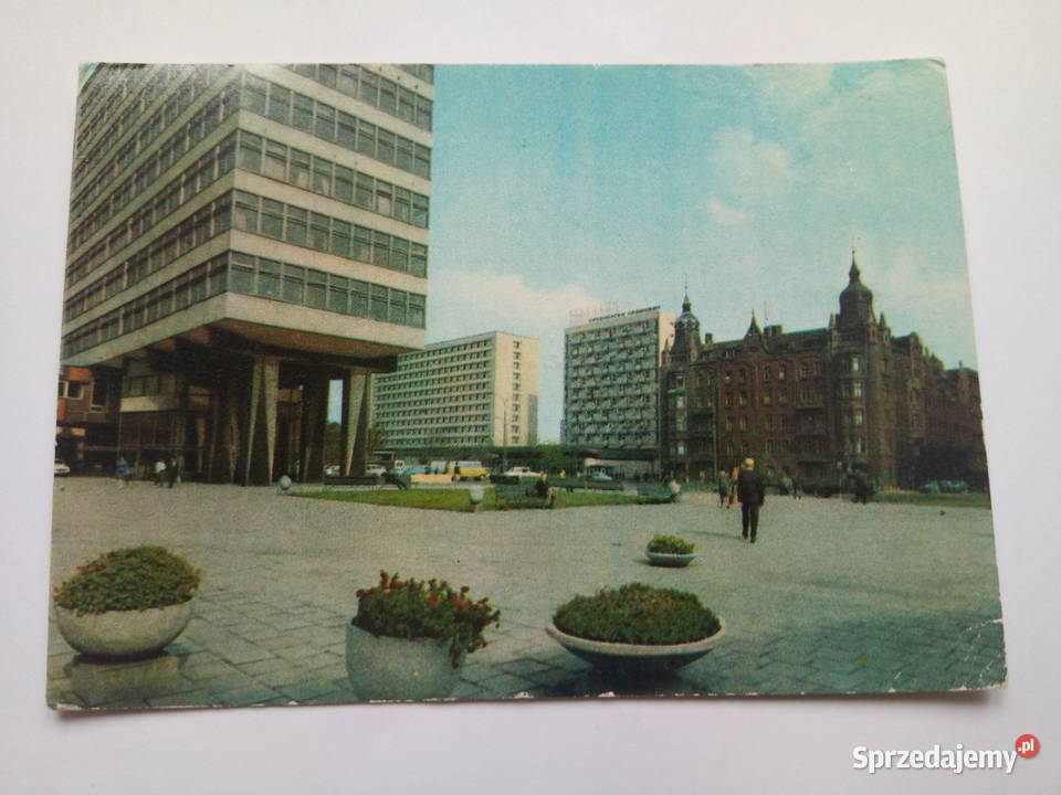 Pocztówka Katowice lata 6070te PRLu Znaczek śląskie Dąbrowa Górnicza