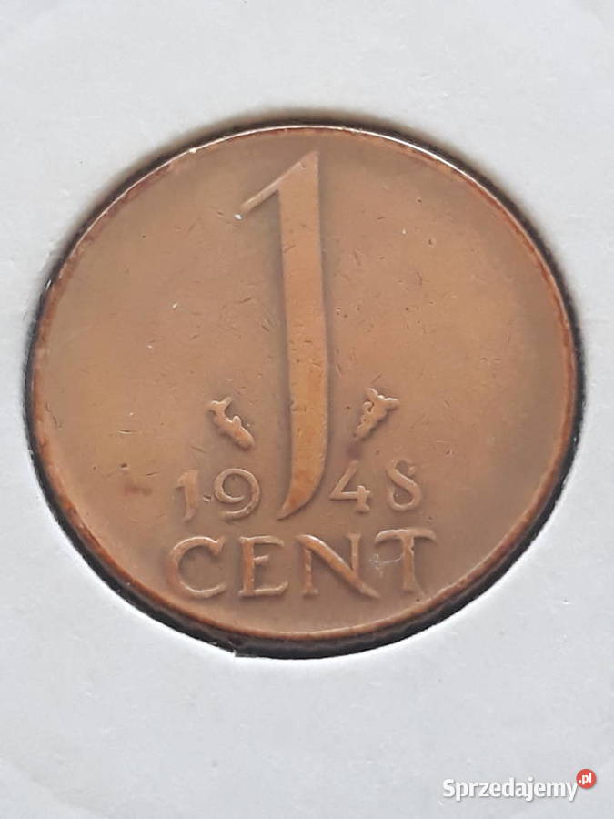 1 Cent Holandia 1948 r Wilhelmina 5 Konin