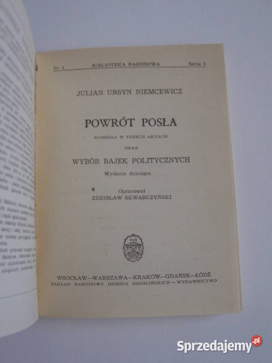 Książka Powrót posła Julian Ursyn Niemcewicz Białystok sprzedam