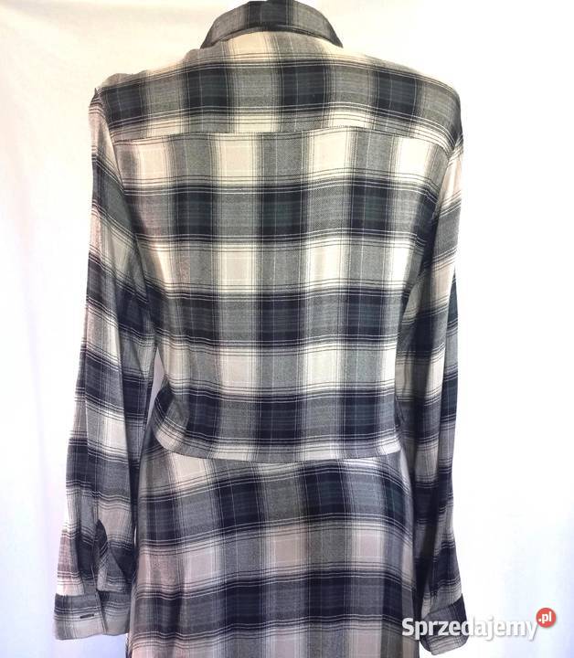 sukienka długa MAXI kratka Długi Rękaw r 38 Slim Białystok