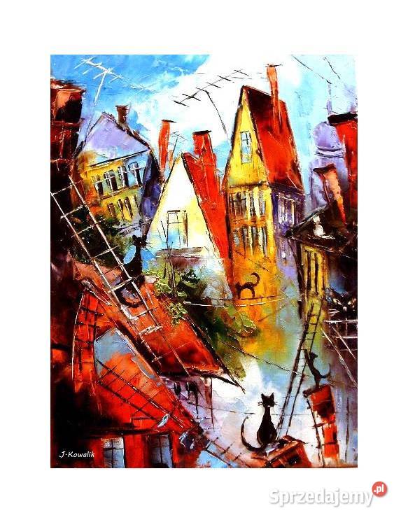 Kowalik Koty IV 50x40 obraz olejny Warszawa