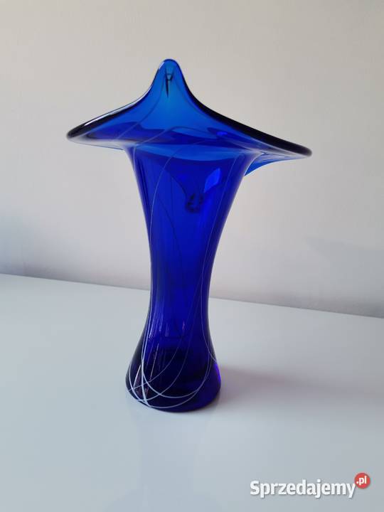 Stary niebieski wazon Kalia w oplocie szkło