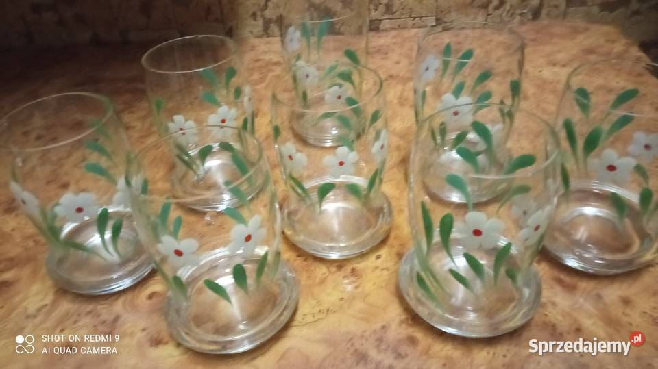 Szklanki ręcznie malowane z lat PRL sprzedam Wrocław