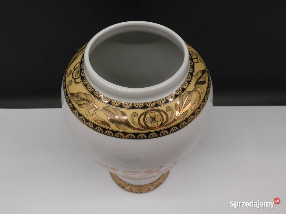 Duża Porcelanowa Amfora z Pokrywą Złocona