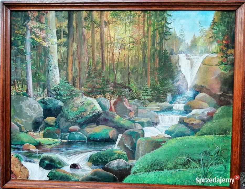 Obraz olejny Leśny strumień Łódź