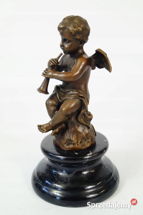 Rzeźba z brązu ANIOŁ putto grający figura z Gizałki